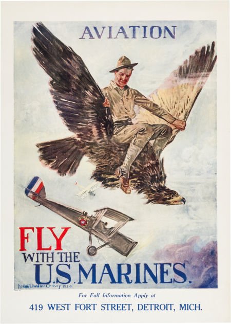 Howard Chandler Christy: Marine Aviation Recruit: Howard Chandler Christy: Marine Aviation Recruitment Poster. 28" x 40" poster by "Howard