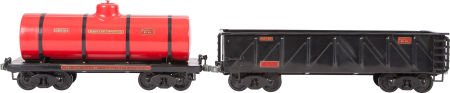 TWO BUDDY L SCALE MODEL RAILROAD CAR TOYS Length: TWO BUDDY L SCALE MODEL RAILROAD CAR TOYS Length of larger: 21 inches (53.3 cm) Two high
