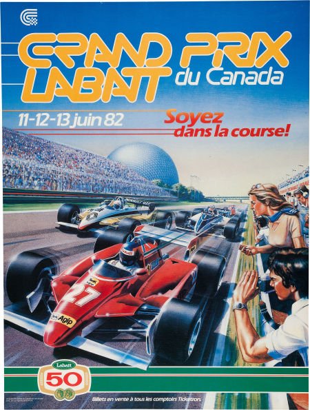 Extremely Rare 1982 Grand Prix Of Canada Poster : Extremely Rare 1982 Grand Prix Of Canada Poster Featuring Gilles Villeneuve in Ferrari I