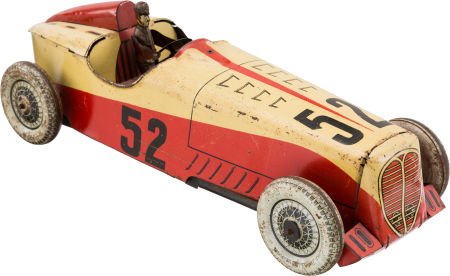 Vintage Tin Toy Wind Up Rossignol Race Car #52 M: Vintage Tin Toy Wind Up Rossignol Race Car #52 Model Rare late 20's to early 30's