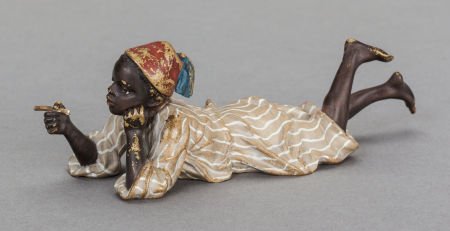 AN AUSTRIAN COLD PAINTED BRONZE FIGURE, Franz Xa: AN AUSTRIAN COLD PAINTED BRONZE FIGURE, Franz Xavier Bergman, (Austrian, 1861-1936), circ