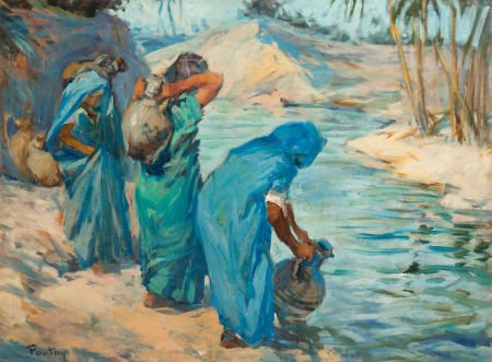 HENRI JEAN PONTOY (French, 1888-1968) Water Carr: HENRI JEAN PONTOY (French, 1888-1968) Water Carriers Oil on canvas 28-3/4
