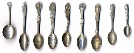 A GROUP OF TWENTY AMERICAN SILVER AND GILT WORLD: A GROUP OF TWENTY AMERICAN SILVER AND GILT WORLD'S FAIR SOUVENIR SPOONS, Various makers,