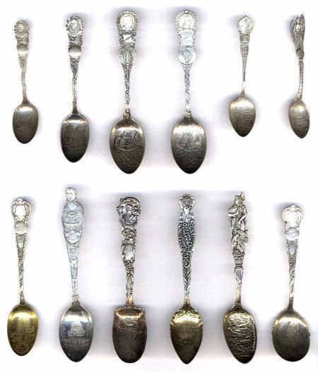 A GROUP OF TWENTY AMERICAN SILVER AND GILT WORLD: A GROUP OF TWENTY AMERICAN SILVER AND GILT WORLD'S FAIR SOUVENIR SPOONS, Various makers,