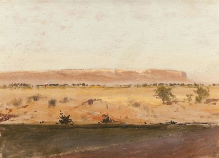 LOCKWOOD DE FOREST (American, 1850-1932) Desert: LOCKWOOD DE FOREST (American, 1850-1932)Desert Plains (pair)Oil on boa