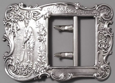 AN AMERICAN SILVER CRICKET TROPHY BUCKLE, Whitin: AN AMERICAN SILVER CRICKET TROPHY BUCKLE, Whiting Manufacturing Company, New York, New Yo