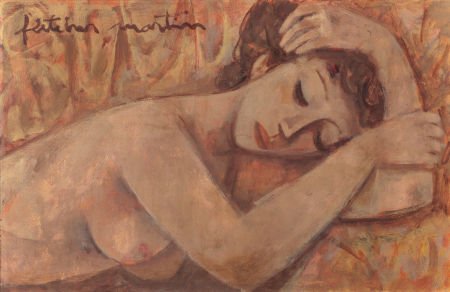 FLETCHER MARTIN (American, 1904-1979) Sleeping N: FLETCHER MARTIN (American, 1904-1979)Sleeping NudeOil on board13 x 20 i