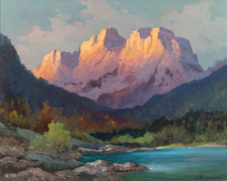 ALEXANDER DZIGURSKI (Russian/American, 1911-1995: ALEXANDER DZIGURSKI (Russian/American, 1911-1995)Grand TetonsOil on canvas<