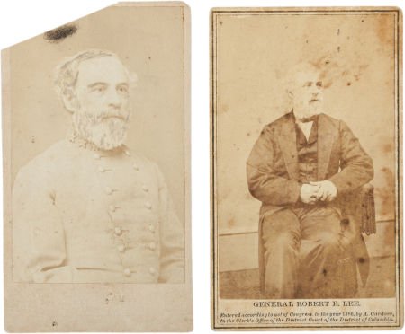 Robert E. Lee: Group of Two Cartes de Visite.: Robert E. Lee: Group of Two Cartes de Visite. The f