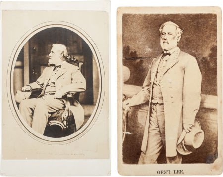 Robert E. Lee: Group of Two Cartes de Visite.: Robert E. Lee: Group of Two Cartes de Visite. The f