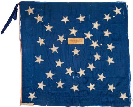 33 Star Silk Flag Of The 55th Virginia Cavalry C: 33 Star Silk Flag Of The 55th Virginia Cavalry Carried at Harpers Ferry 1859 With Analysis From Fonda
