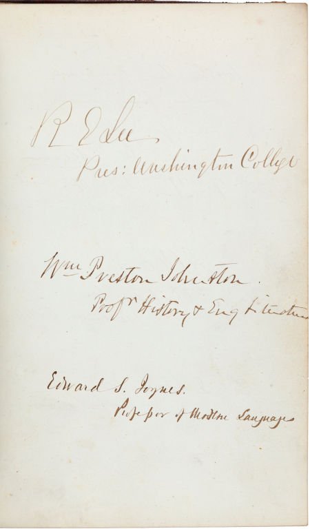Robert E. Lee: Signed 1869 Washington College Au: Robert E. Lee: Signed 1869 Washington College Autograph Album. 5.5" x 8" embossed leather
