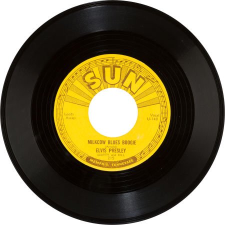 Elvis Presley "Milkcow Blues Boogie/ You're A He: Elvis Presley "Milkcow Blues Boogie/ You're A Heartbreaker" Single (Sun 215, 1955). Elvis
