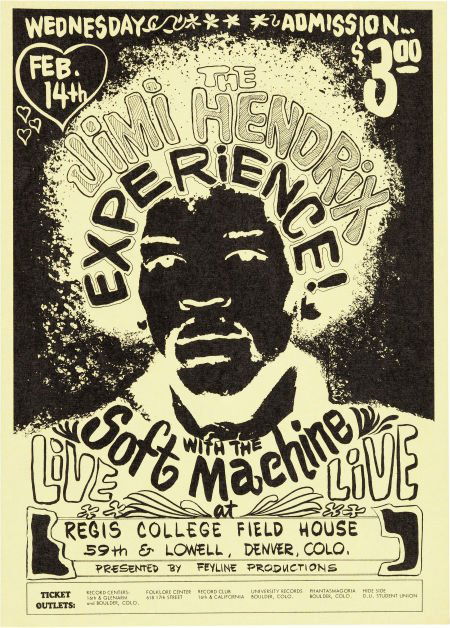 Jimi Hendrix Experience Original Handbill for Re: Jimi Hendrix Experience Original Handbill for Regis College Field House Concert, February 15, 1968