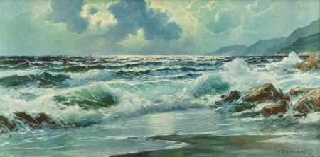 ALEXANDER DZIGURSKI (Russian/American, 1911-1995: ALEXANDER DZIGURSKI (Russian/American, 1911-1995)Crashing WavesOil on canva