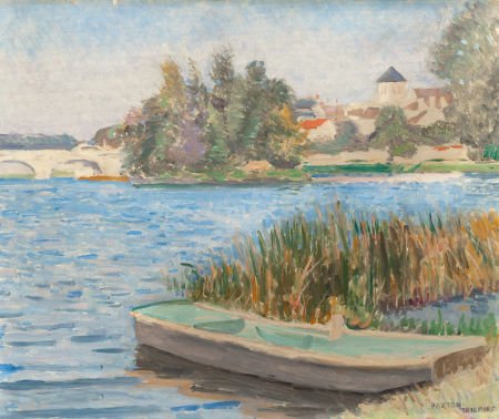 WILLIAM MCGREGOR PAXTON (American, 1869-1941) Vi: WILLIAM MCGREGOR PAXTON (American, 1869-1941)View of Trilport, France