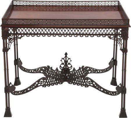 AN EARLY GEORGE III-STYLE SILVER TABLE, IN THE M: AN EARLY GEORGE III-STYLE SILVER TABLE, IN THE MANNER OF THOMAS CHIPPENDALE, 19th century