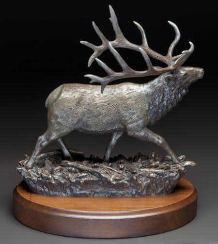 BRADFORD WILLIAMS Dark Canyon Rouge, Elk with Tr: BRADFORD WILLIAMSDark Canyon Rouge, Elk with Trophy antlersPatinated Metal<