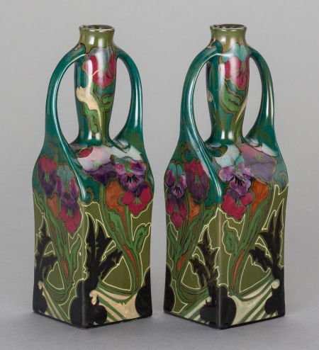 A PAIR OF DUTCH EARTHENWARE VESSELS, Gouda, Holl: A PAIR OF DUTCH EARTHENWARE VESSELS, Gouda, Holland, circa 1900Marks: MADE IN Z. H