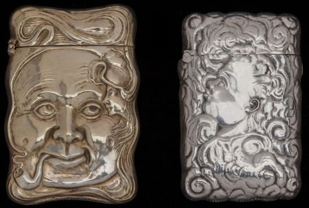 TWO AMERICAN SILVER AND SILVER GILT MATCH SAFES,: TWO AMERICAN SILVER AND SILVER GILT MATCH SAFES, circa 1900 Marks to one: STERLING<