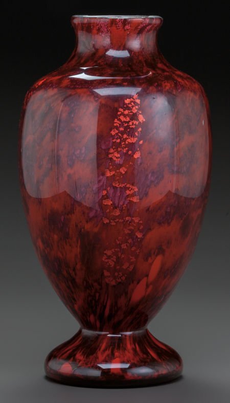 DAUM MARBLED AND FOIL GLASS VASE Circa 1900, Eng: DAUM MARBLED AND FOIL GLASS VASECirca 1900, Engraved: DAUM, NANCY FRANCE, with