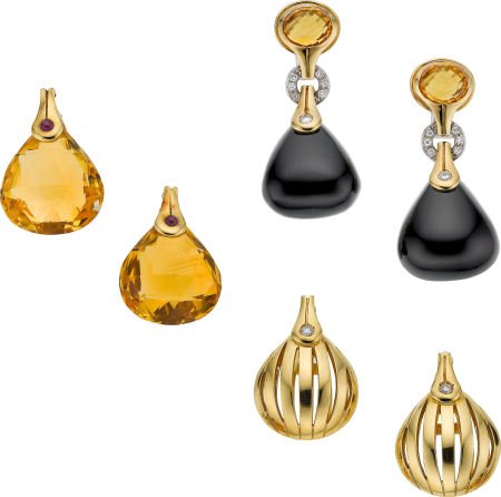 Antonini Diamond, Multi-Stone, Gold Earrings: Antonini Diamond, Multi-Stone, Gold Earrings 18k white and yellow gold with citrine and di