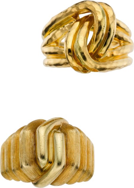 Henry Dunay Gold Rings : Henry Dunay Gold Rings From the Faceted and Sabi Collections, in 18k gold.