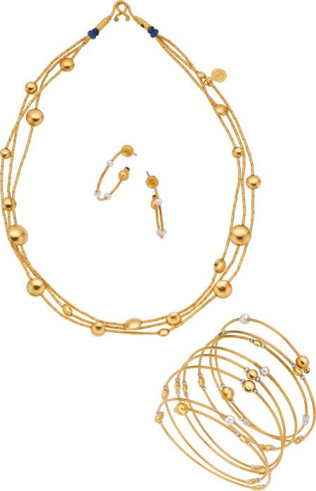 Gurhan Multi-Stone, Gold Jewelry : Gurhan Multi-Stone, Gold Jewelry From the Lentil Series, in 24k gold with sapph