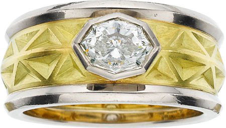 Stephen Webster Diamond, Gold Ring: Stephen Webster Diamond, Gold Ring 18k white and yellow gold with a diamond. Size: