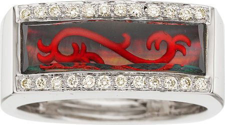 Stephen Webster Men's Mother-of-Pearl, Rock Crys: Stephen Webster Men's Mother-of-Pearl, Rock Crystal Quartz, Diamond, White Gold Ring 18k w