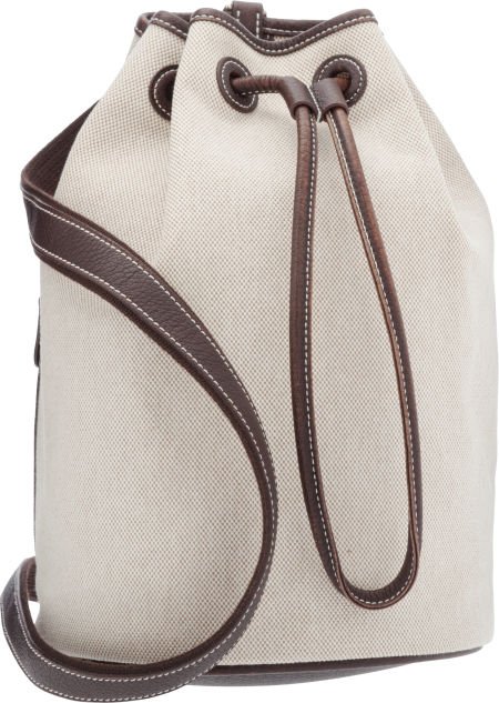 Hermes Ebene Vache Liegee Leather & Toile Sac Ma: Hermes Ebene Vache Liegee Leather & Toile Sac Marin Bag with Palladium Hardware Very Goo