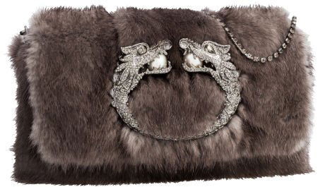 Gucci by Tom Ford Limited Edition Gray Mink Fur: Gucci by Tom Ford Limited Edition Gray Mink Fur Dragon Bag Excellent Condition&nbs