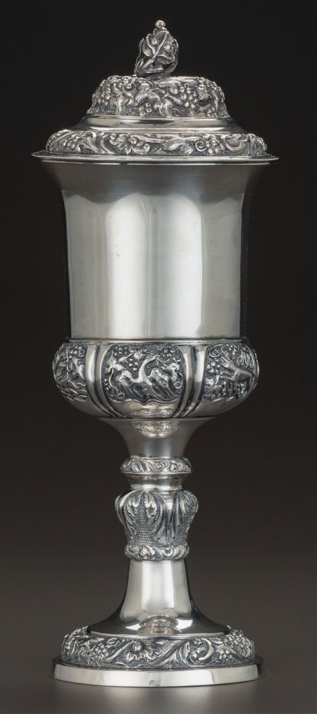 AN AUSTRO-HUNGARIAN SILVER AND SILVER GILT COVER: AN AUSTRO-HUNGARIAN SILVER AND SILVER GILT COVERED FOOTED CUP, circa 1890Marks: MA