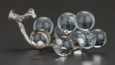 A CHARLES & GEORGE ASPREY VICTORIAN SILVER AND G: A CHARLES & GEORGE ASPREY VICTORIAN SILVER AND GLASS PAPERWEIGHT, London, England, circa