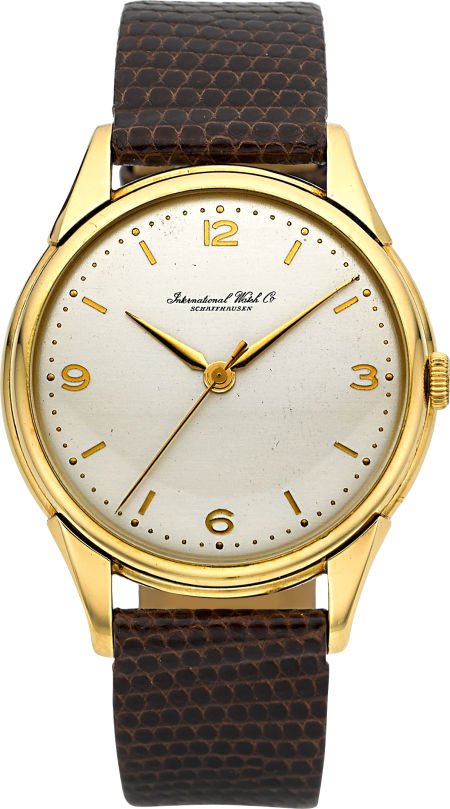 International Watch Co. Schaffhausen Vintage 18k: International Watch Co. Schaffhausen Vintage 18k Gold Wristwatch, circa 1950's Case: 18k y