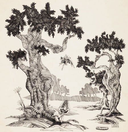 Jeff Jones Fantasy Illustration Original Art (c.: Jeff Jones Fantasy Illustration Original Art (c. early 1960s). The late Jeffrey Catherine