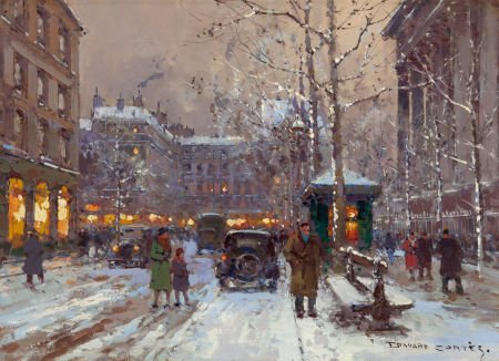 EDOUARD-LÉON CORTÈS (French, 1882-1969) La Madel: EDOUARD-LÉON CORTÈS (French, 1882-1969)Place de aa Madeleine en hiver, 1951Oil on c