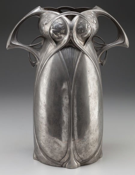 AUSTRIAN ART NOUVEAU PEWTER VASE, circa 1905 14- (1 of 2)