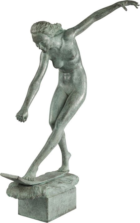 ART DECO BRONZE FIGURE FOUNTAIN BY EDGARDO SIMON: ART DECO BRONZE FIGURE FOUNTAIN BY EDGARDO SIMONE47-1/2 inches (120.7 cm)Inscribed alo