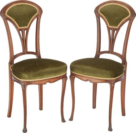 PAIR OF FRENCH ART NOUVEAU UPHOLSTERED SIDE CHAI (1 of 2)
