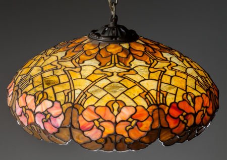 DUFFNER & KIMBERLY HANGING LEADED GLASS LAMP, Ci (1 of 2)