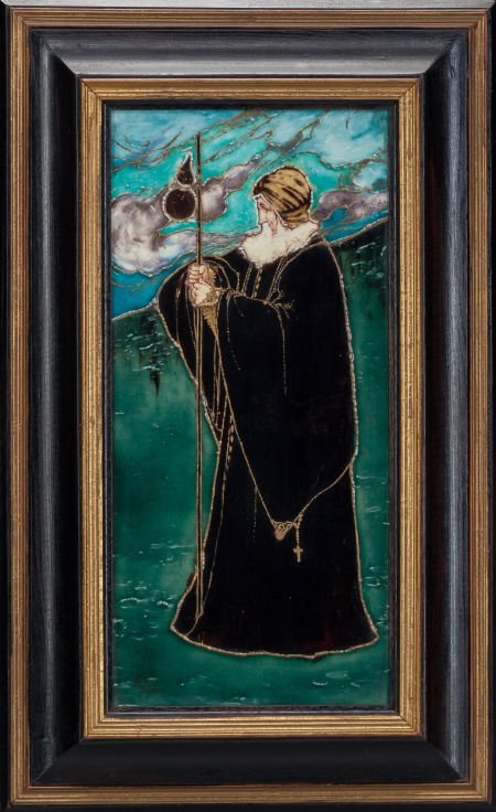 FRAMED ENAMEL PLAQUE OF MERLIN BY LEON VICTOR SO (1 of 2)