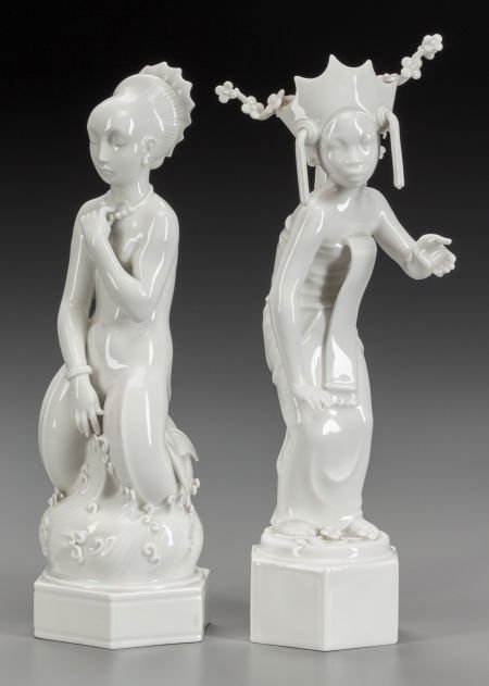 TWO ROYAL COPENHAGEN WHITE PORCELAIN FIGURES, Co (1 of 2)