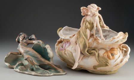 TWO ROYAL DUX ART NOUVEAU ORNAMENTS, circa 1905, (1 of 2)