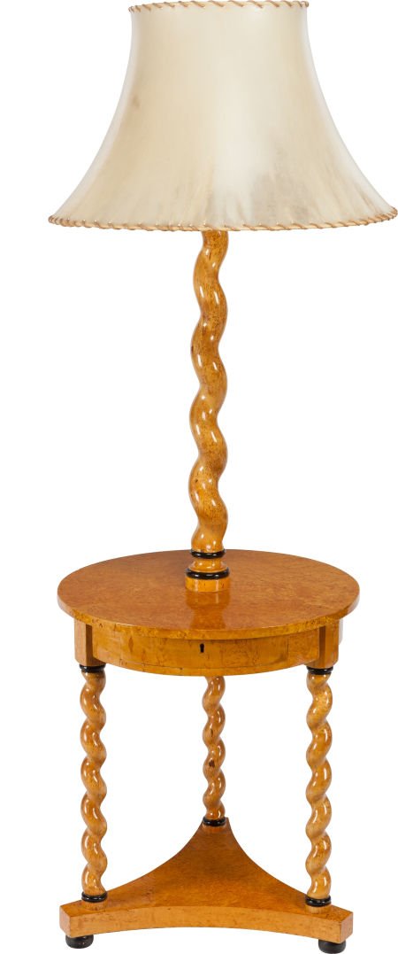 A BIEDERMEIER-STYLE SATINWOOD TABLE LAMP, circa (1 of 2)