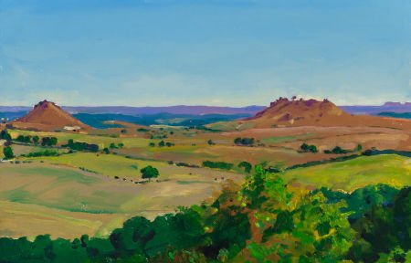 BOB STUTH-WADE (American, 20th Century) Western: BOB STUTH-WADE (American, 20th Century)Western SunriseOil on canvas15 x