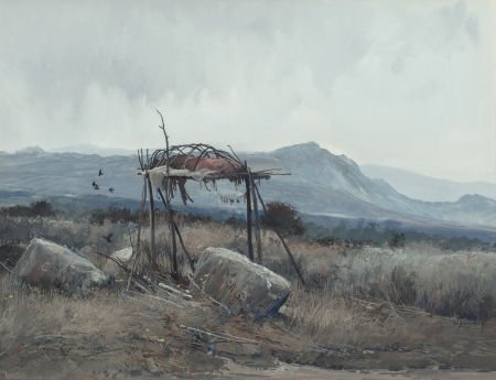 MICHAEL COLEMAN (American, b. 1946) Crow Burial,: MICHAEL COLEMAN (American, b. 1946)Crow Burial, 1977Gouache on paper7-1