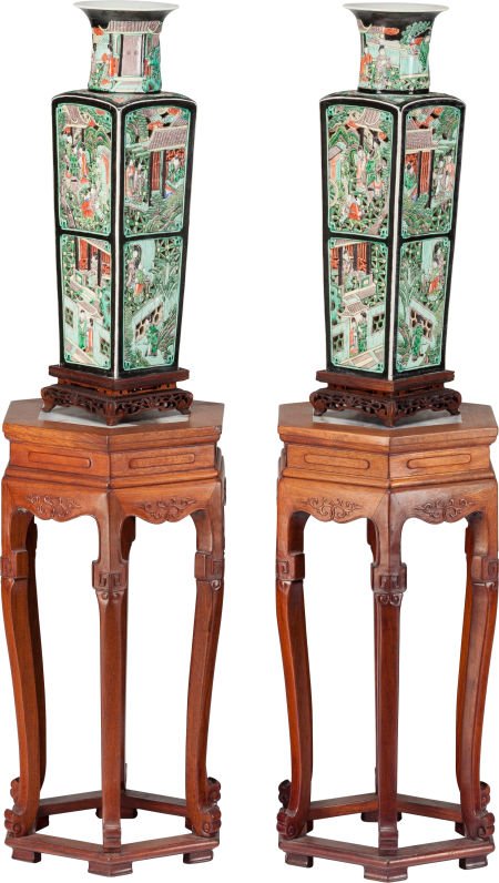 A PAIR OF CHINESE FAMILLE NOIRE DOUBLE-WALLED EN (1 of 2)