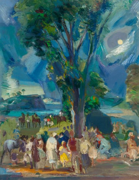 JON CORBINO (American, 1905-1964) Annisquam Moon: JON CORBINO (American, 1905-1964) Annisquam Moonlight Oil on board 10-3/8