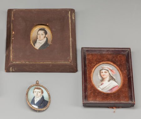 AMERICAN and CONTINENTAL SCHOOL (19th Century) T: AMERICAN and CONTINENTAL SCHOOL (19th Century) Three Portrait Miniatures Wate
